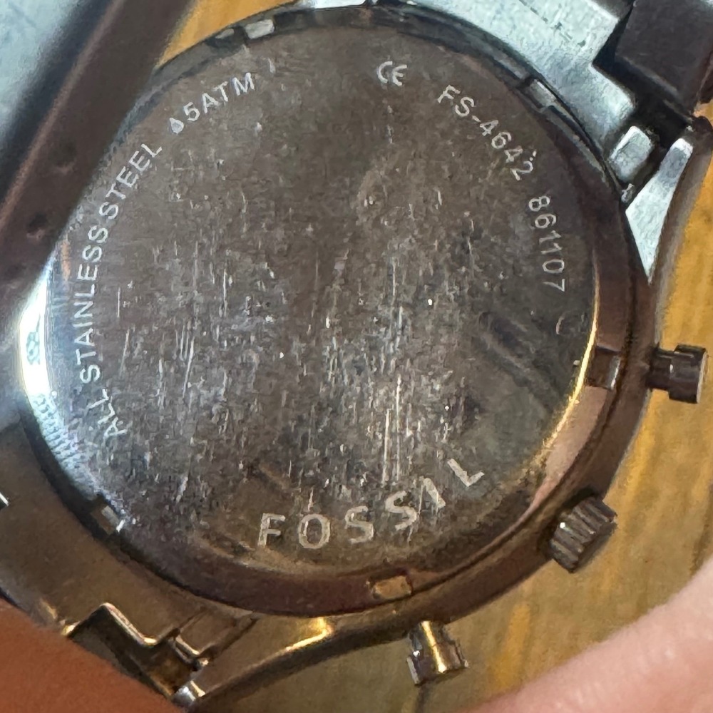 Fossil FS-4642 Mens Chronograph Black Dial Stainless Steel Bracelet Watch 5ATM - Picture 8 of 12